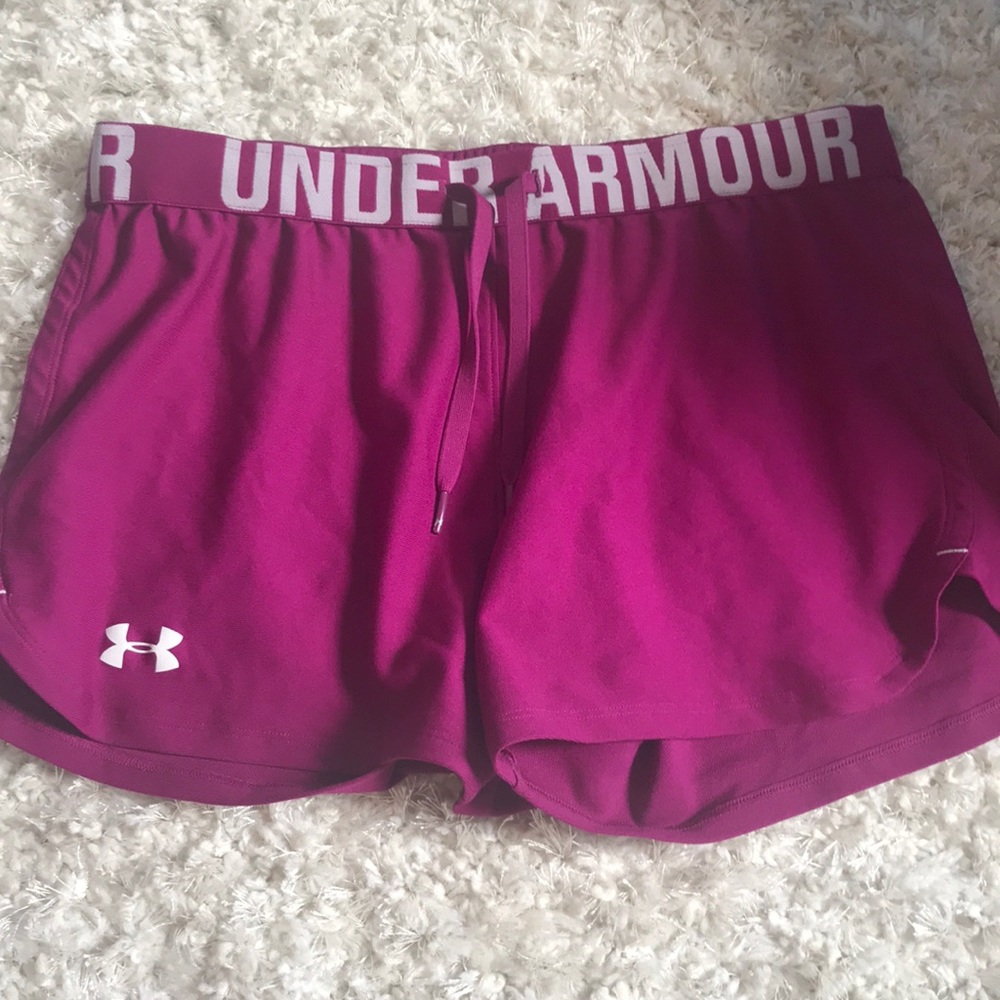 Purple loose under armor shorts